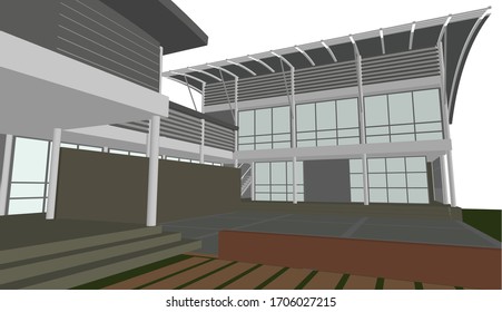 Ilustración 3D del diseño de bibliotecas pequeñas