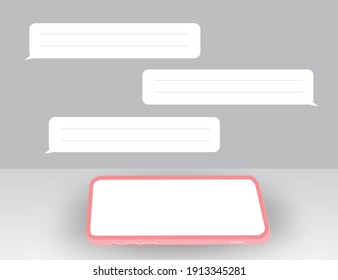 3d illustration, a smartphone with a chat icon on the side