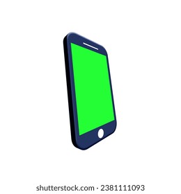 3D illustration a smartphone with green screen display for mock up.