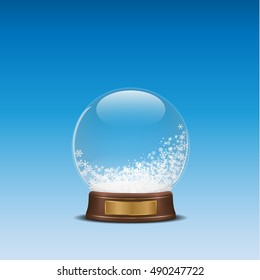 3d illustration of snow globe on blue 