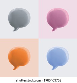 3D illustration of speech bubble. 3d vector talking cloud. Glossy speech bubble high-quality vector. Shiny cloud foam vector.