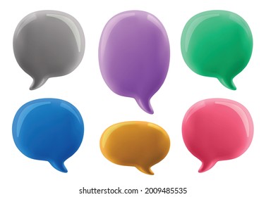 3D illustration of the speech bubble. 3d vector talking cloud. Glossy speech bubble high-quality vector. Shiny cloud foam vector.