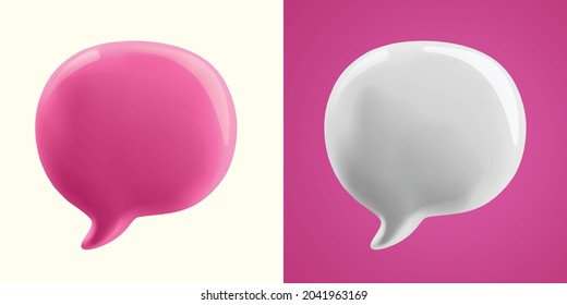 3D illustration of speech bubble. 
3d vector talking cloud. Glossy speech bubble high quality vector. Shiny cloud foam vector.