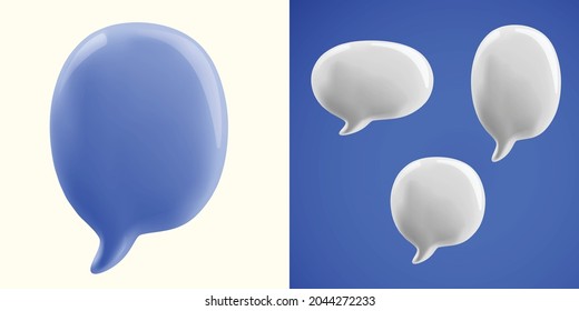 3D illustration of speech bubble. 
3d vector talking cloud. Glossy speech bubble high quality vector. Shiny cloud foam vector. - Shutterstock ID 2044272233