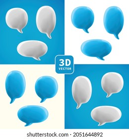 3D illustration of speech bubble. 
3d vector talking cloud. Glossy speech bubble high quality vector. Shiny cloud foam vector.