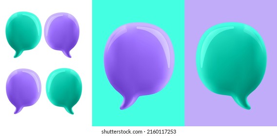 3D illustration of the speech bubble. 3d vector talking cloud. Glossy speech bubble high-quality vector. Shiny cloud foam vector.