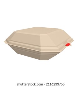 3D Illustration - A square enviromentally friendly food box out of bagasse.