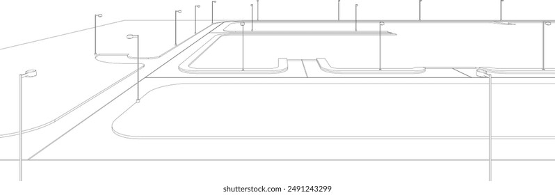 3D illustration of street and city