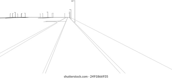 3D illustration of street and city