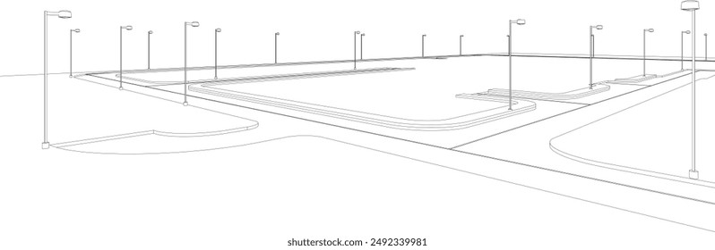 3D illustration of street and city