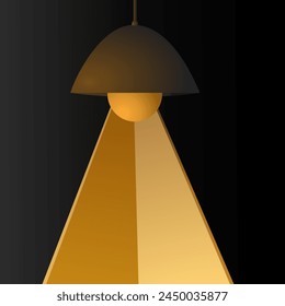 3D illustration style of ceiling hanging lamp, lampshade for the interior on black background