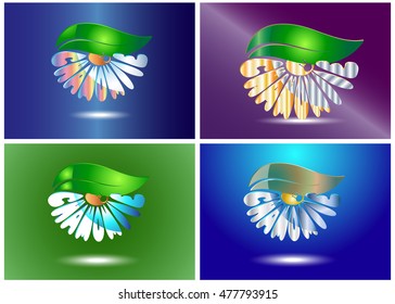 3D Illustration - stylized chamomile with insect