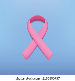 3d illustration symbol pink ribbon in the breast cancer awareness month.