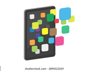 3D illustration of tablet PC application.
