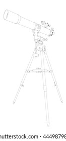 3D illustration of a telescope, isolated on white background
