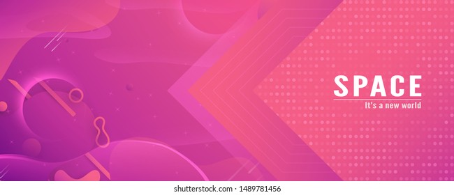 3D illustration template design in concept of space in the galaxy of the universe. Modern abstract gradient background in liquid and fluid style. Trend creation of the world.