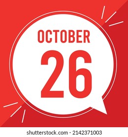 3d ilustración con texto: 26 de octubre. Color del texto blanco sobre un fondo verde.