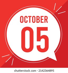3d illustration with text: October 5 st day. White text color on a green background.