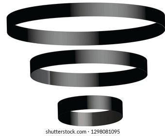 3d illustration of three black ring circles. company logo 