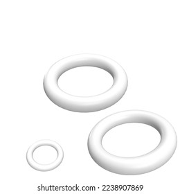 3D illustration - Three toruses.