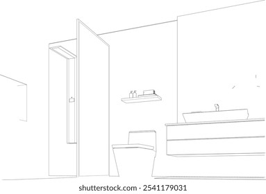 3D illustration of toilet and bathroom