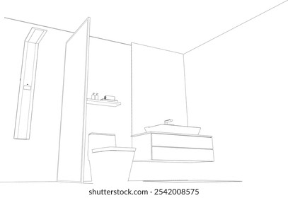 3D illustration of toilet and bathroom