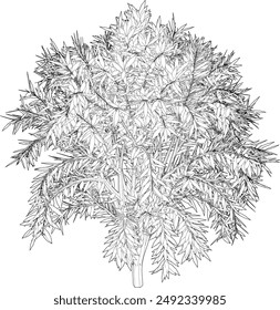 Ilustración 3D de árbol y planta