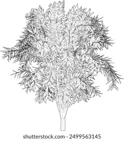 Ilustración 3D de árbol y planta