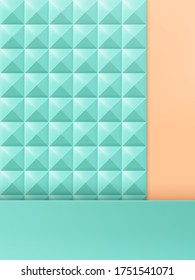 3D illustration Trendy Studio Shot Pastel Rivet Background, Mint & Beige