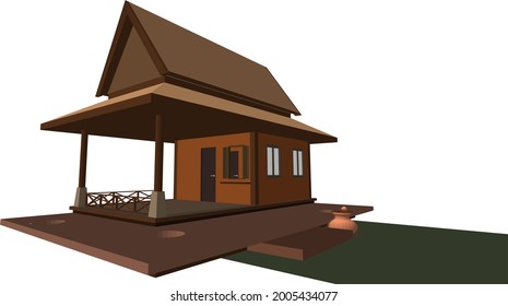 Ilustración 3D de la casa tropical