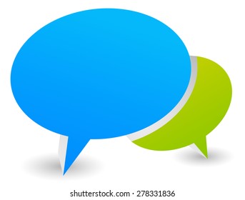 3d Illustration Of Two Overlapping Speech Or Talk Bubbles