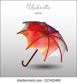 3d illustration of umbrella with watercolor design
