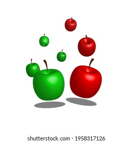 3d illustration, vector graphic of red and green apples. EPS10