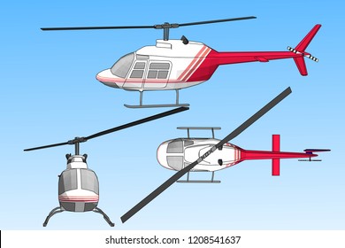 3D illustration, vector helicopter