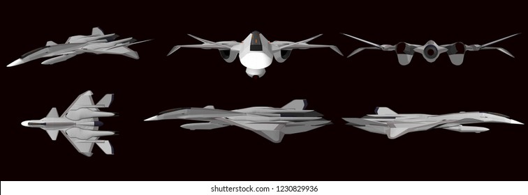 3d illustration, vector, Jet aircraft