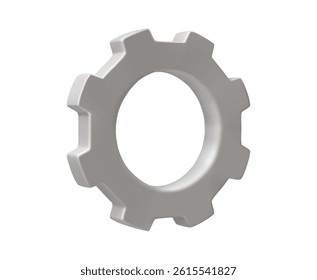 3D illustration vector render gear icon isolated on white background. Concept of working mechanism, interconnected system and efficiency improvement, process, setting, management, business.