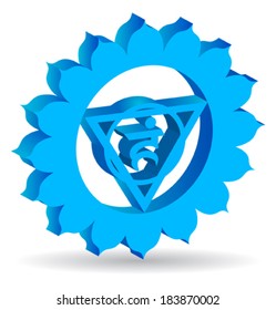3D illustration of Vishuddha chakra, vector