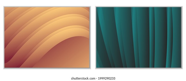 3D illustration volumetric strict background. A set of 2 templates. Background design for invitation business card banner. Delicate gradient. Vector