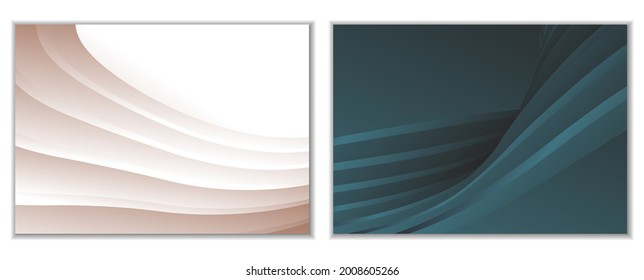 3D illustration volumetric strict background. A set of 2 templates. Background design for invitation business card banner. Delicate gradient. Vector