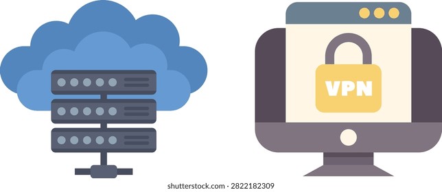 3d illustration of a vpn service shield with connection lines on blue world map background