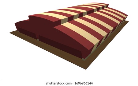 3D-Illustration des Lagerprojekts mit farbigem Streifen auf dem Dach