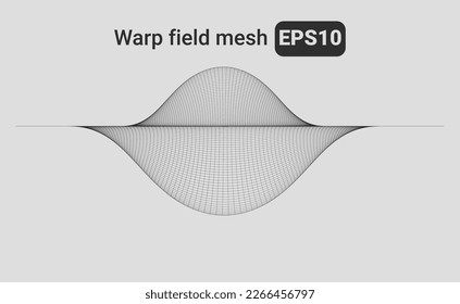 3D illustration of a warping field with wireframe mesh