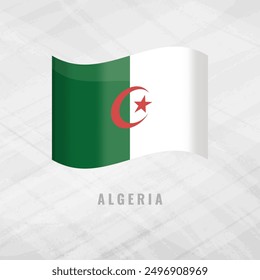 3d illustration waving flag of Algeria. Vector flag of Algeria on Grey Background . Symbol of Algeria