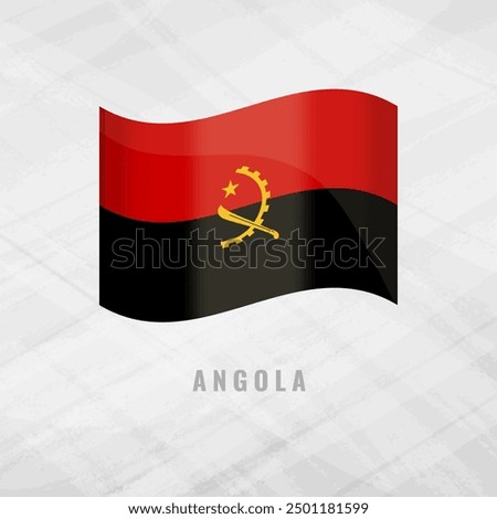 3d illustration waving flag of Angola . Vector flag of Angola .on Grey Background with copy space. Symbol of Angola