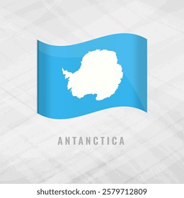 3d illustration waving flag of Antarctica. Vector flag of Antarctica on Grey Background Symbol of Antarctica.