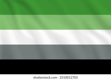 3d illustration waving flag of AROMANTIC. Vector flag of AROMANTIC. Symbol of AROMANTIC.