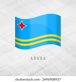 3d illustration waving flag of Aruba. Vector flag of Aruba on Grey Background Symbol of Aruba.