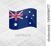 3d illustration waving flag of Australia. Vector flag of Australia on Grey Background Symbol of Australia.