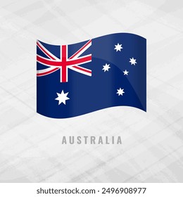 3d illustration waving flag of Australia. Vector flag of Australia on Grey Background Symbol of Australia.