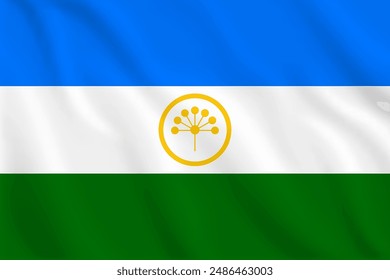 3d illustration waving flag of Bashkortostan. Vector flag of Bashkortostan. Symbol of Bashkortostan